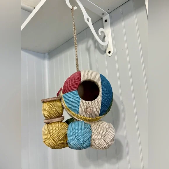 Yarn Birdhouse Hanging Cottagecore Craft Room Decor - Picture 3 of 9